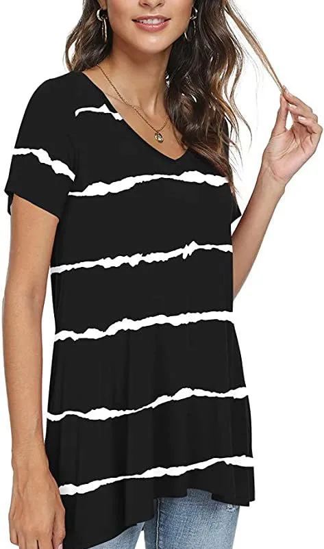 Women's Summer Casual V Neck Loose Short Sleeve Top T Shirt 1Color M - Shop at LoveMi