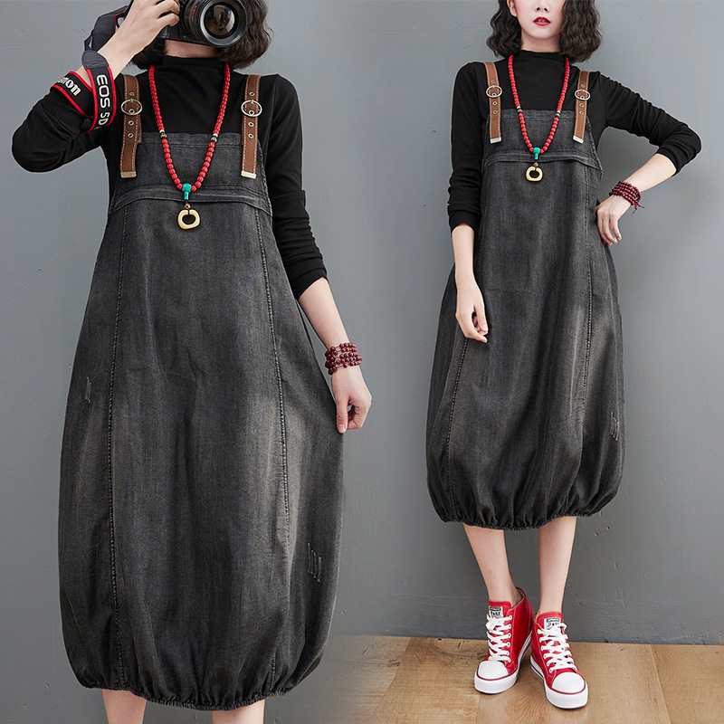 Denim Strap Midi Dress, picture 2 of 5