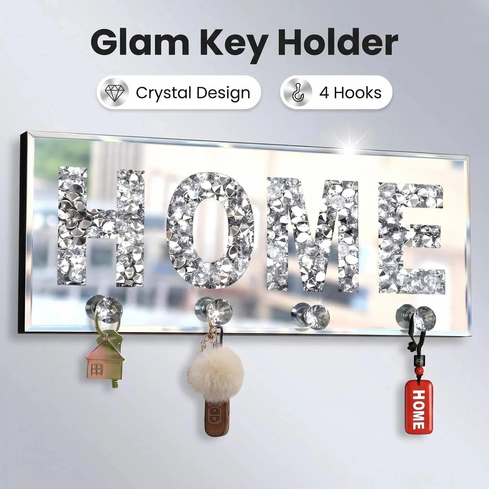 Crush Diamond Mirrored HOME Letter Plaque Sign