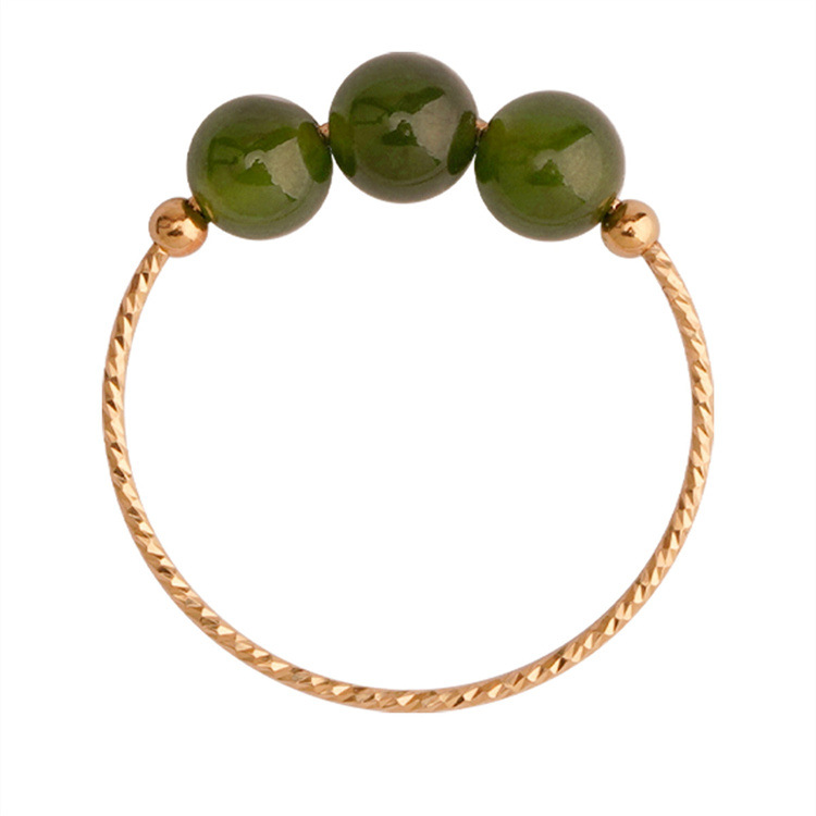 New Green Beaded Ring Simple Retro Girl