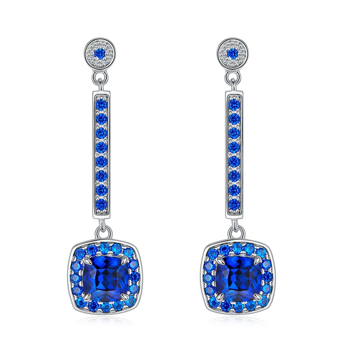 S925 Silver 4.5g Lab-Created Sapphire Drop Earrings