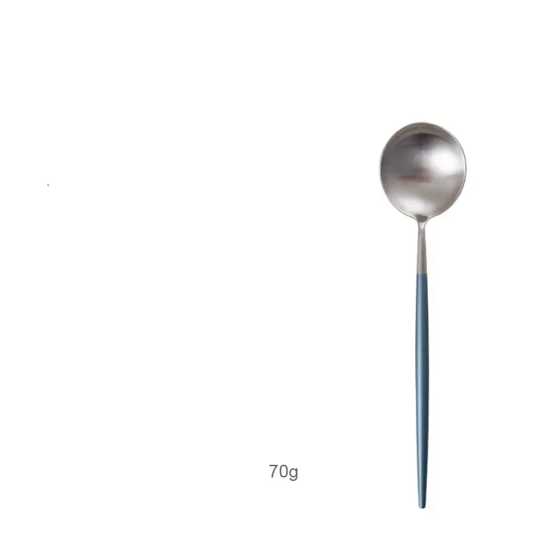 OUDING Sky Blue Silver Portugal 304 Stainless Steel Steak Cutlery Western Cutlery Fruit Fork Coffee Spoon