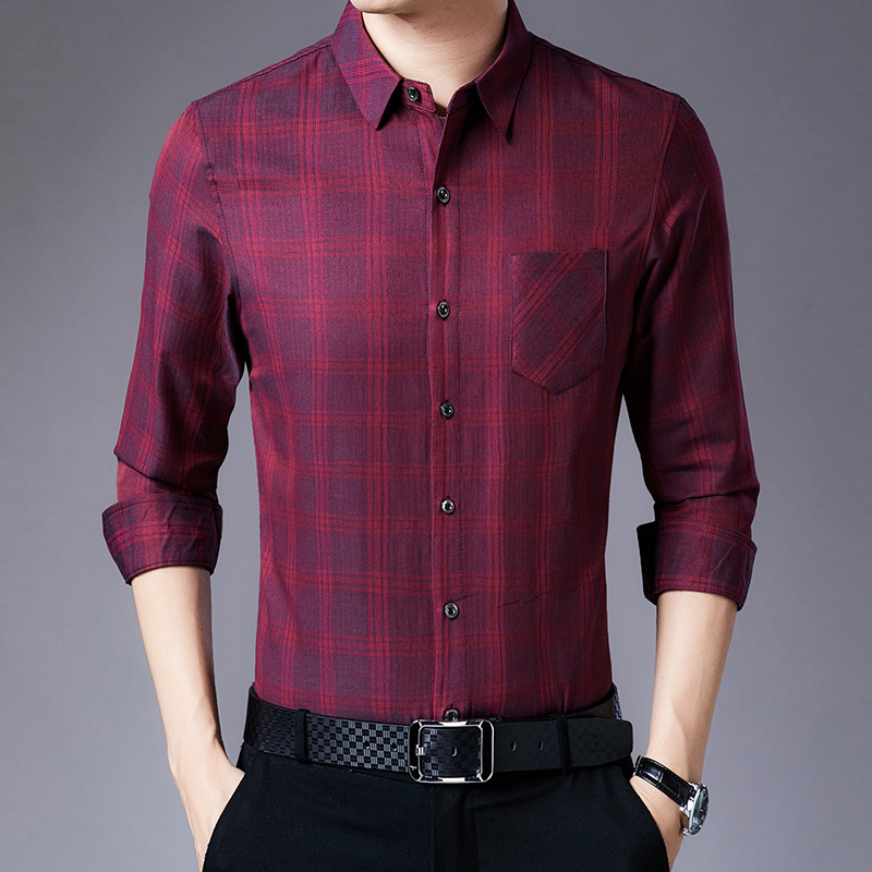 Title 2, Camisa con solapa a cuadros para hombre nueva