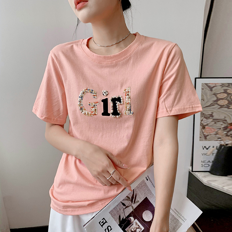 Printed T-shirt Korean Style Versatile Half Sleeve Top