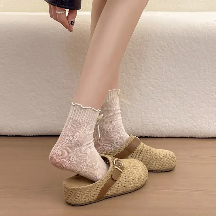 Women's Platform Woven Closed Toe Slide Slippers