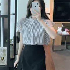 Striped Loose Chiffon Dress Temperament Slimming - Fringe - View 1