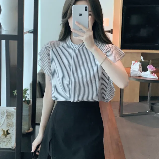 Striped Loose Chiffon Dress Temperament Slimming Fringe - Shop at LoveMi