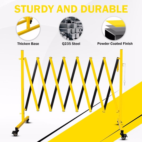 Metal Expandable Barricade, 11 Feet Retractable Fence Outdoor, Mobile Safety Barrier Gate, Easily Assembled Expanding Gate With Casters, Collapsible Accordion Barricade Gate Outdoor — foto 7