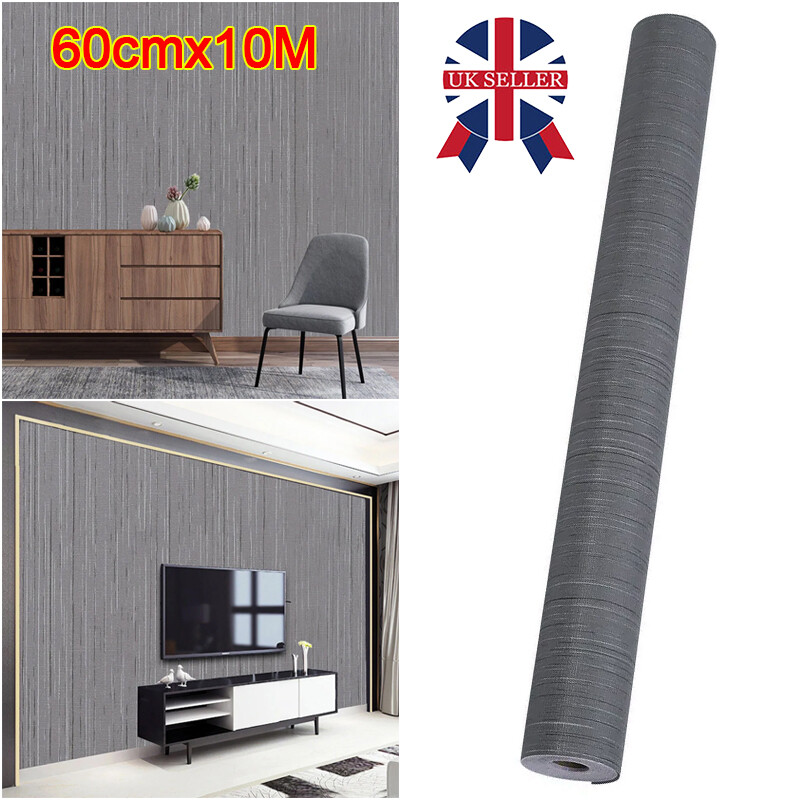 Sticky Back Self Adhesive Wallpaper Roll 10m Grey Textured Vinyl Wall Stickers — image 6