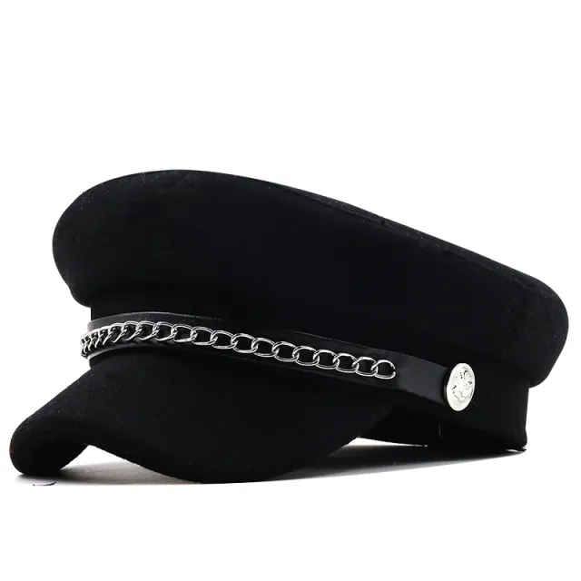 Street Versatile Chain Military Hat Fashion Black - Shop at LoveMi