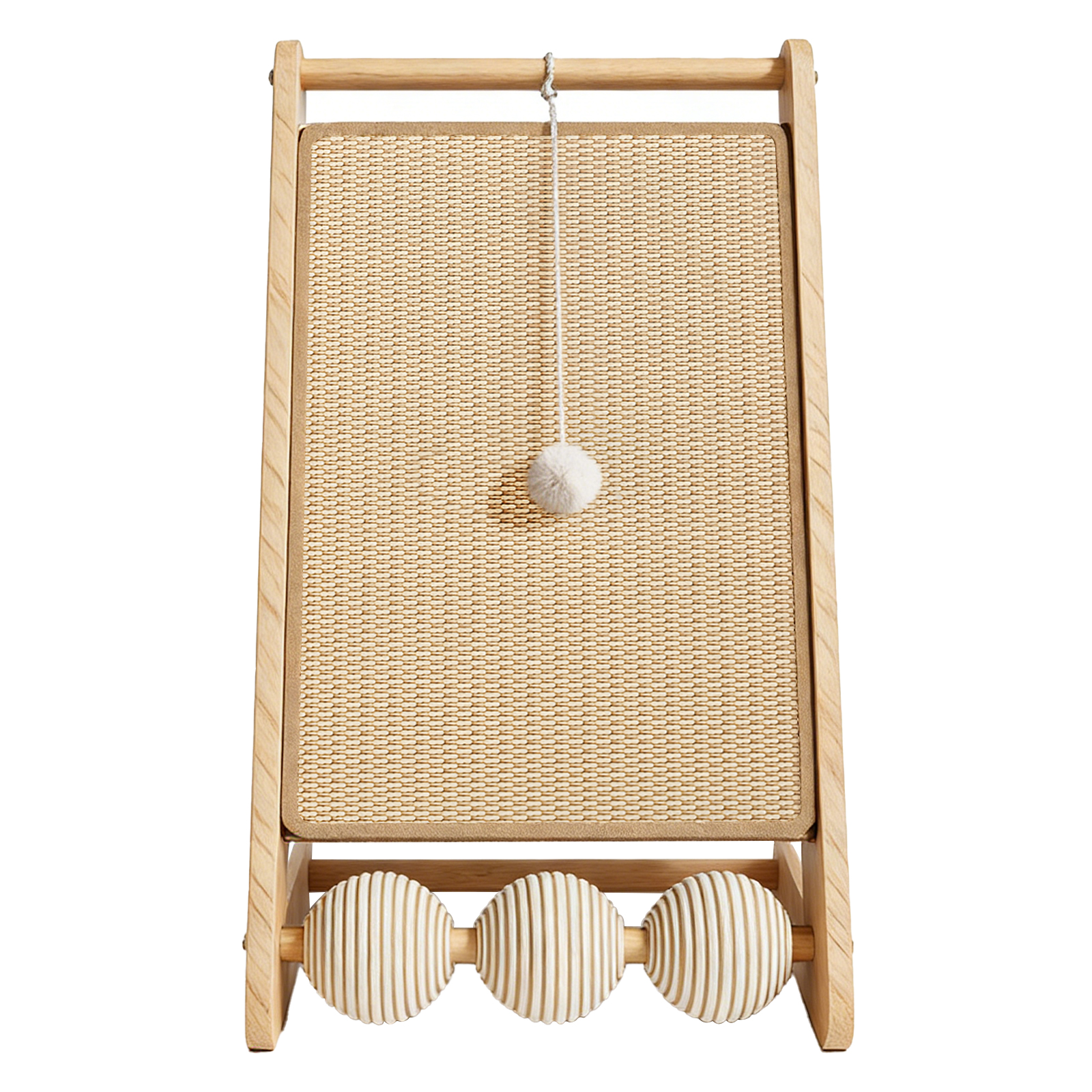 L Rattan Cat Scratching Post With Ball Attachment