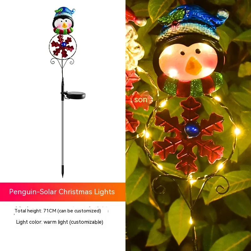 Solar Christmas Led Snowman Elk Ground Plug Light – image 4