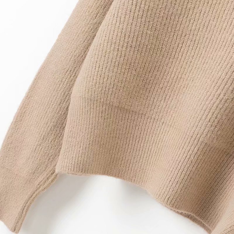 Title 6, Pure Color Small Round Neck Loose Pullover Sweater