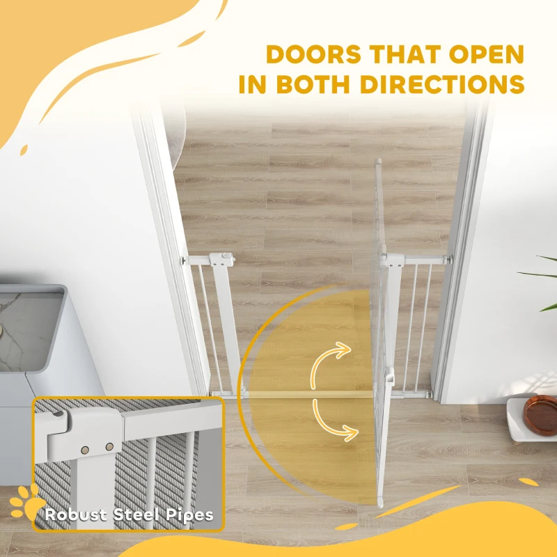 Extra Wide Walk Through Dog Gate W Cat Door, 3-Inch & 5.5-Inch Extension Kits