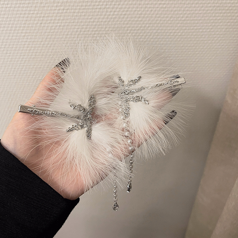 Simple Temperament Hair Dragonfly Pearl Tassel Hairpin — foto 5