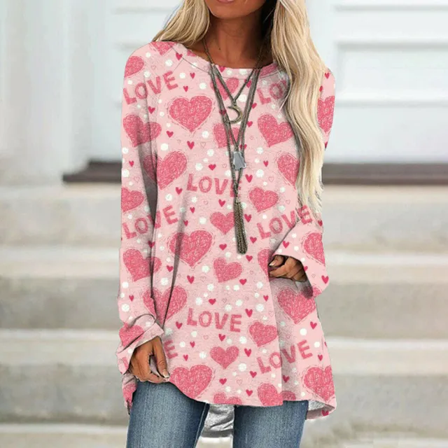 Valentine's Day Love Print Long Sleeve T shirt For Women Bl1A2307119 - Shop at LoveMi