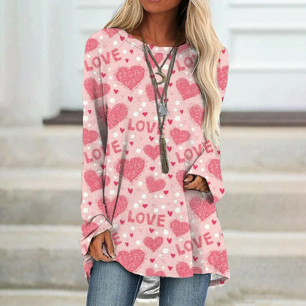 Valentine's Day Love Print Long Sleeve T-shirt For Women - Bl1A2307119
