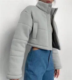 European And American Fashion Winter Warm Ladies Cotton Coat - Grey - View 1