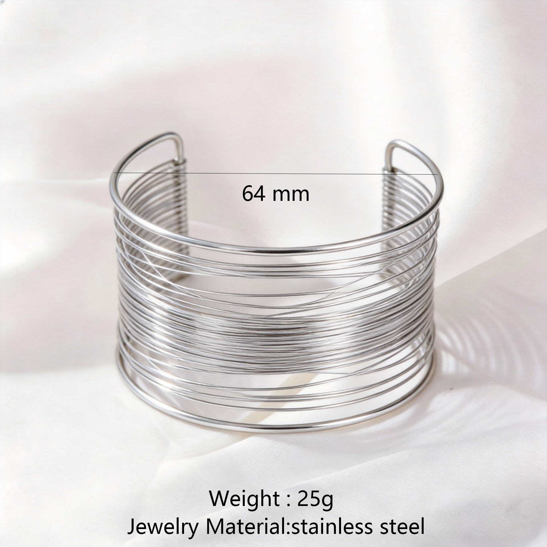 Stainless Steel Brushed Wide-surface Women's Bracelet