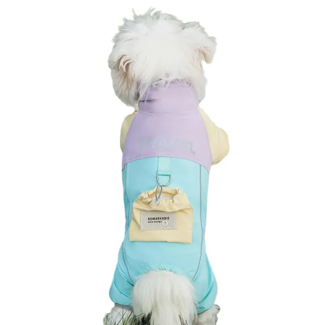 Autumn And Winter Dog Travel Backpack, Four legged Charge Cotton Jacket, Teddy Outdoor Windproof And Warm Cat And Pet Dog Clothes Blue - Shop at LoveMi