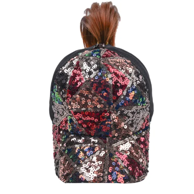 Cross border Foreign Trade New Sequin Cross Ponytail Hat Red - Shop at LoveMi