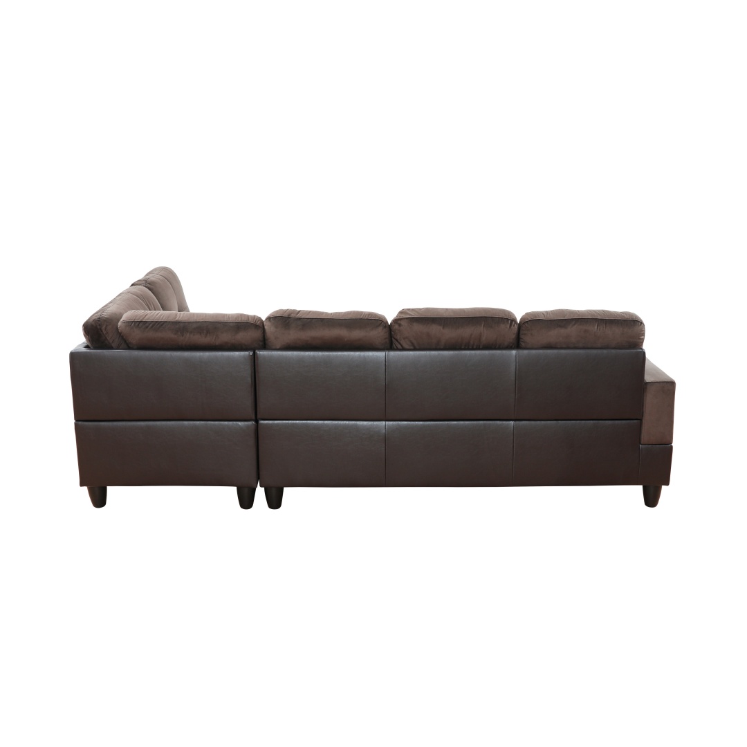 Pickup Only--Dark Brown Flannel And PVC 3-Piece Couch Living Room Sofa Set