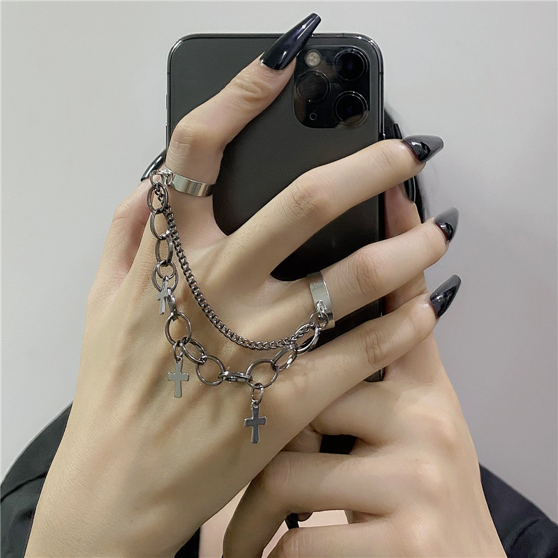 Chain Dark Cross Ring Punk Hip Hop All-in-one