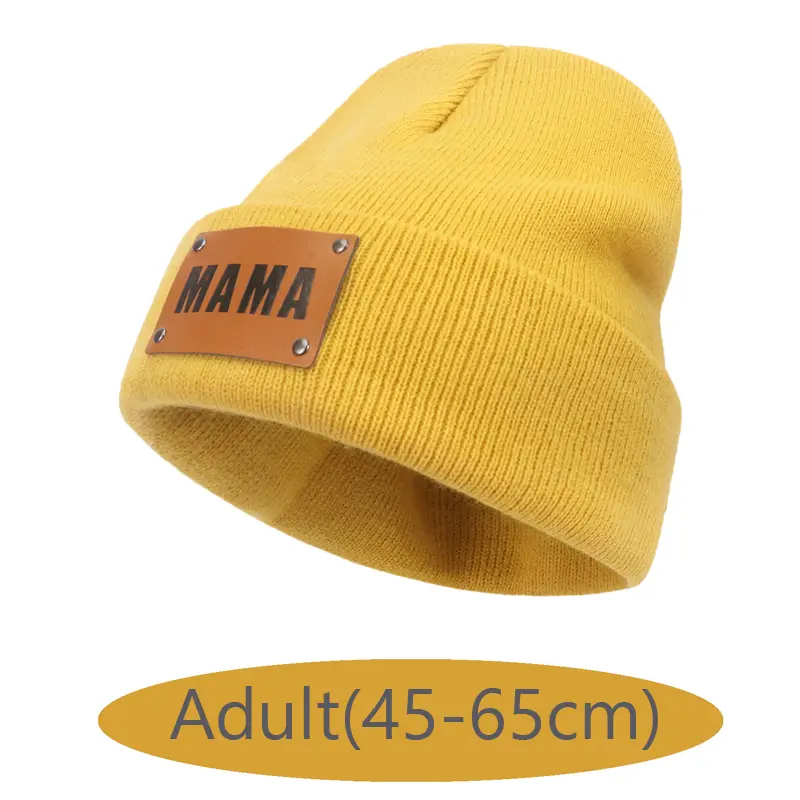 European And American Hip Hop Leather Label Ladies Knitted Hat