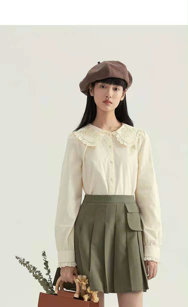 New Embroidered Retro Hong Kong Style Shirt Top