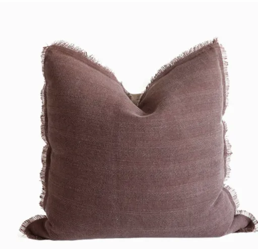 Summer Raw Edge Cotton And Linen Sofa Bed Decorative Cushion Square Waist Pillow E Square Pillow - Shop at LoveMi