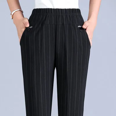Women's Loose High Stretch Fiber Trousers Pinstripe Autumn - Shop at LoveMi