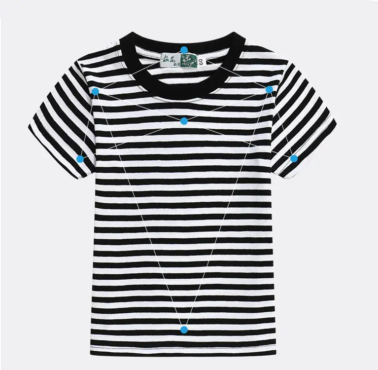 Children's Blue And White Stripes Round Neck Short Sleeve