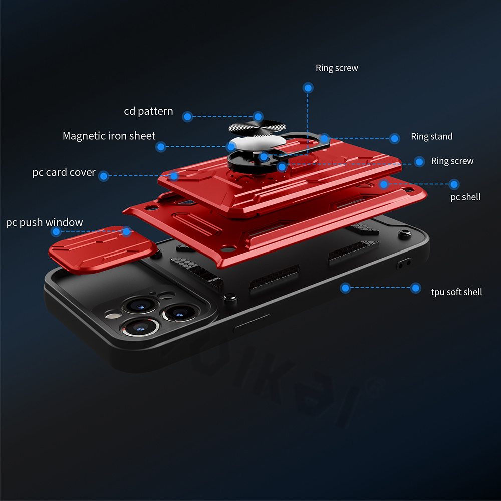 Back Cover With Card Holder Non-slip Finger Buckle Phone Case
