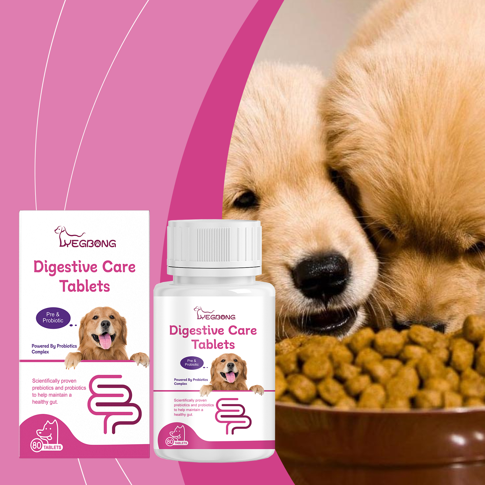 Dog Pre & Probiotic Digestive Care Tablets, Gut Health Supplement For Dogs, Supports Digestion, Immunity, Skin & Vision Health, 80 Chewable Tablets — view 4