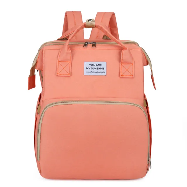 Portable Folding Crib Double Shoulder Mommy Bag Pink - Shop at LoveMi
