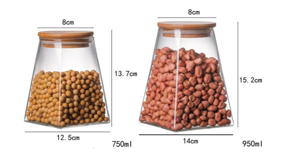Glass tea canister size chart