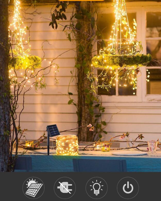 Title 1, 200 LED Solar Copper Wire String Lights, perfec...