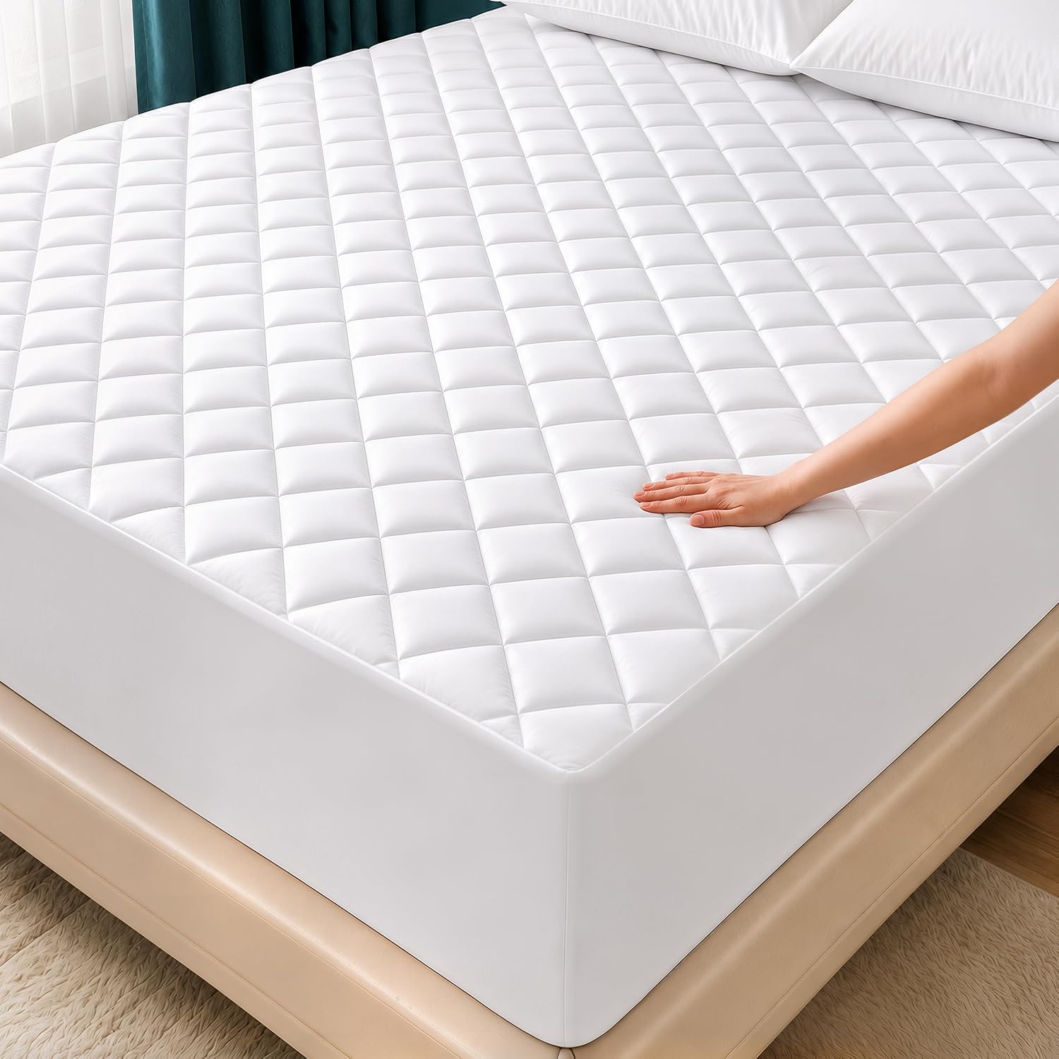 Quilted Mattress Pad, Mattress Protector Topper With 16 Inch Deep Pocket, Fitted Bed Cover For Added Comfort And Protection