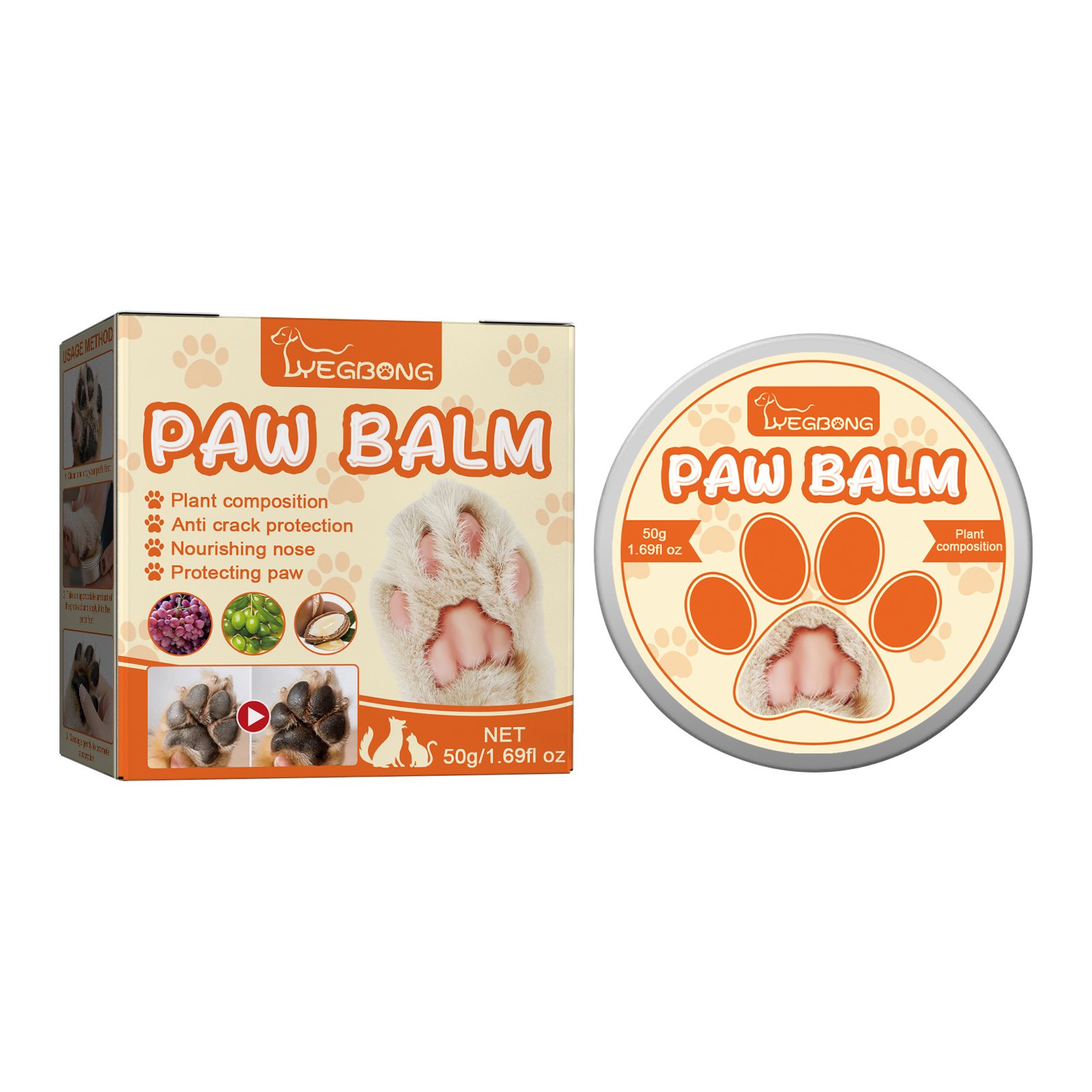 Yegbong Pet Moisturizing Paw Balm Suitable For Cats And Dogs, Protects And Moisturizes Paw Pads