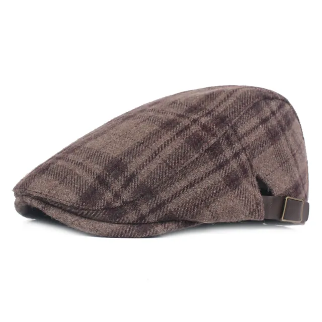 Men's Fashion Gingham Autumn And Winter Warm Beret Khaki - Shop at LoveMi