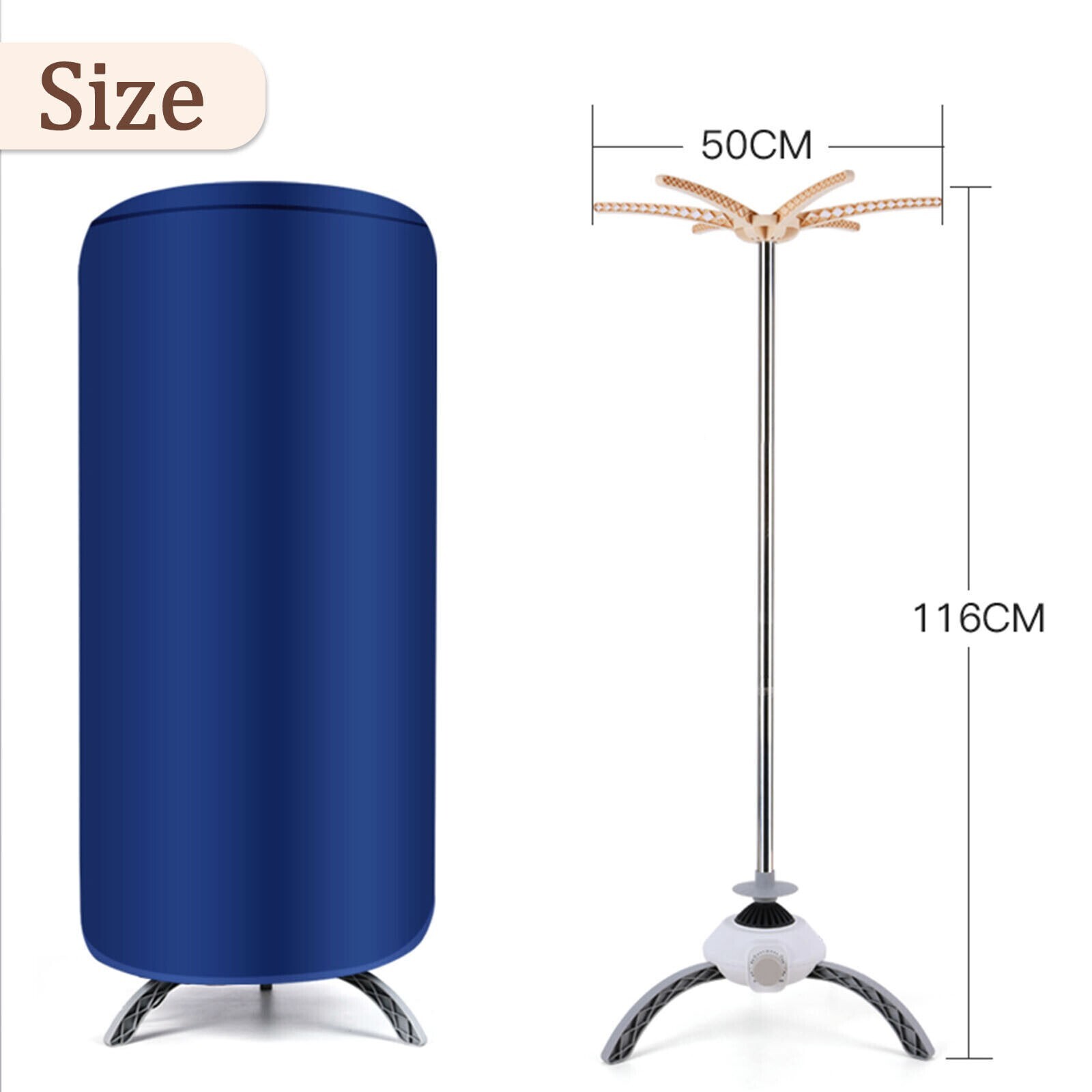 Portable Electric Heated Clothes Dryer & Cover Indoor Home Use Lightweight 1000W