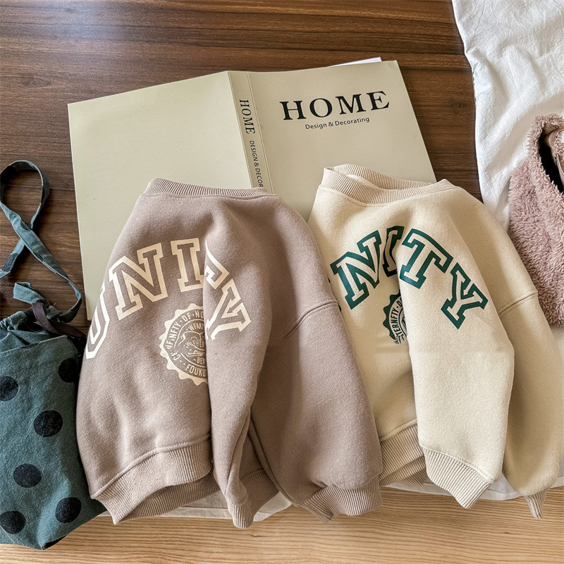 Korean Printed Fleece Sweater For Girls' Top