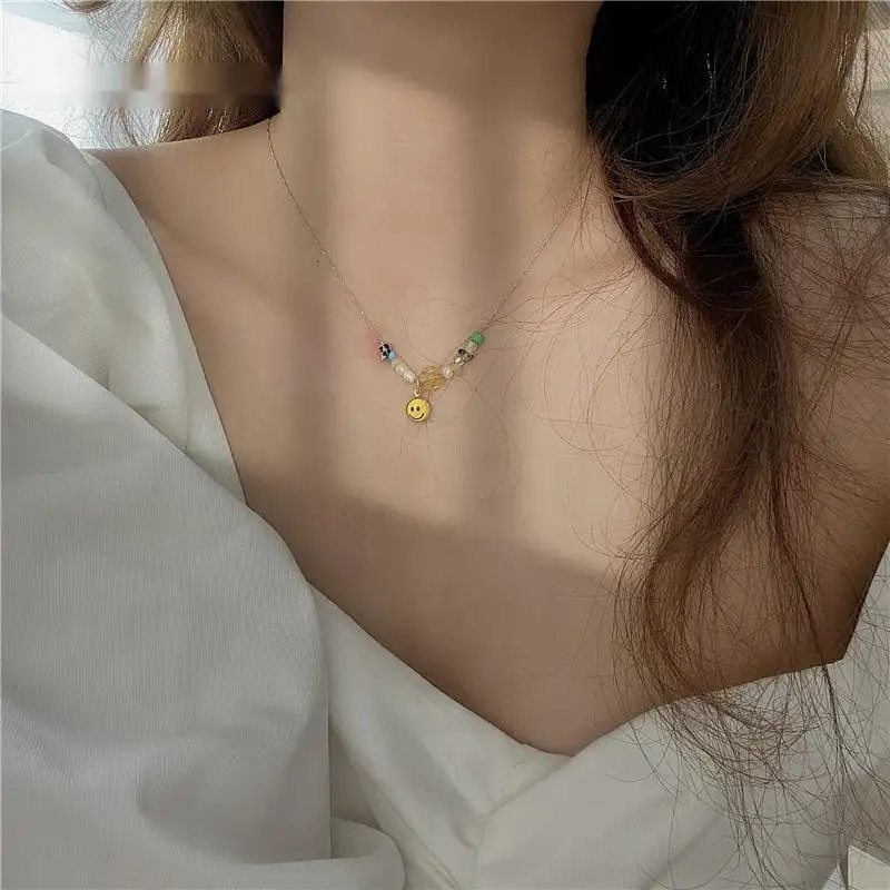 Girlish Style Colored Stone Temperament Necklace