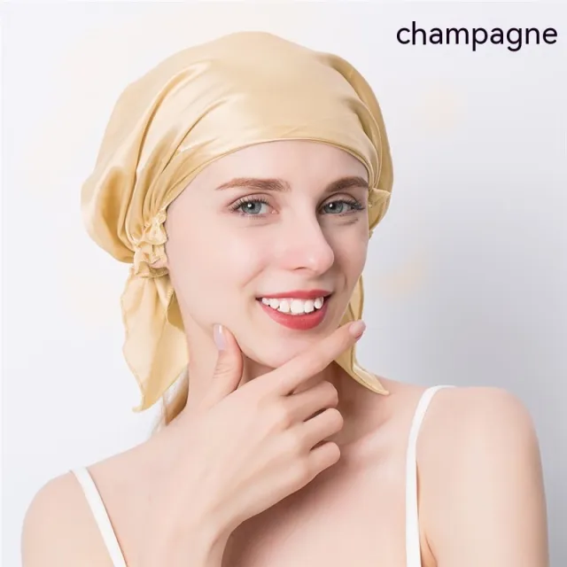 Women's Triangle Mulberry Silk Silk Nightcap Champagne - Shop at LoveMi