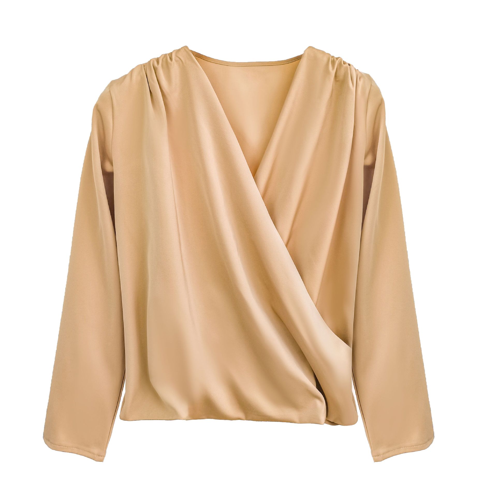 Title 3, Ladies Elegant Satin Long Sleeved Loose Shirt