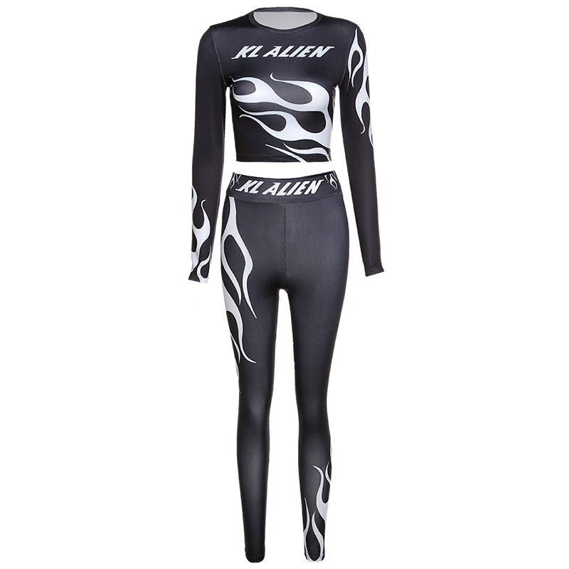 Fashion Printed Waist Tight Fitting Sports Suit