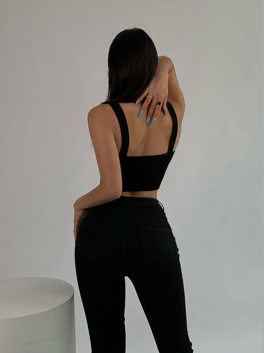 Black Short Camisole Women's Open-back Small Vest Top