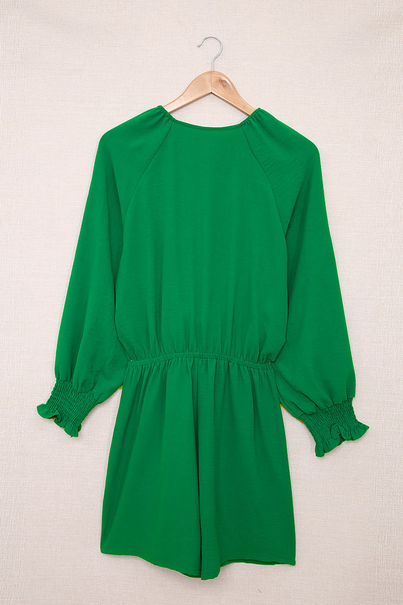 Solid Color Casual Long Sleeve Shorts Jumpsuit - Image 12