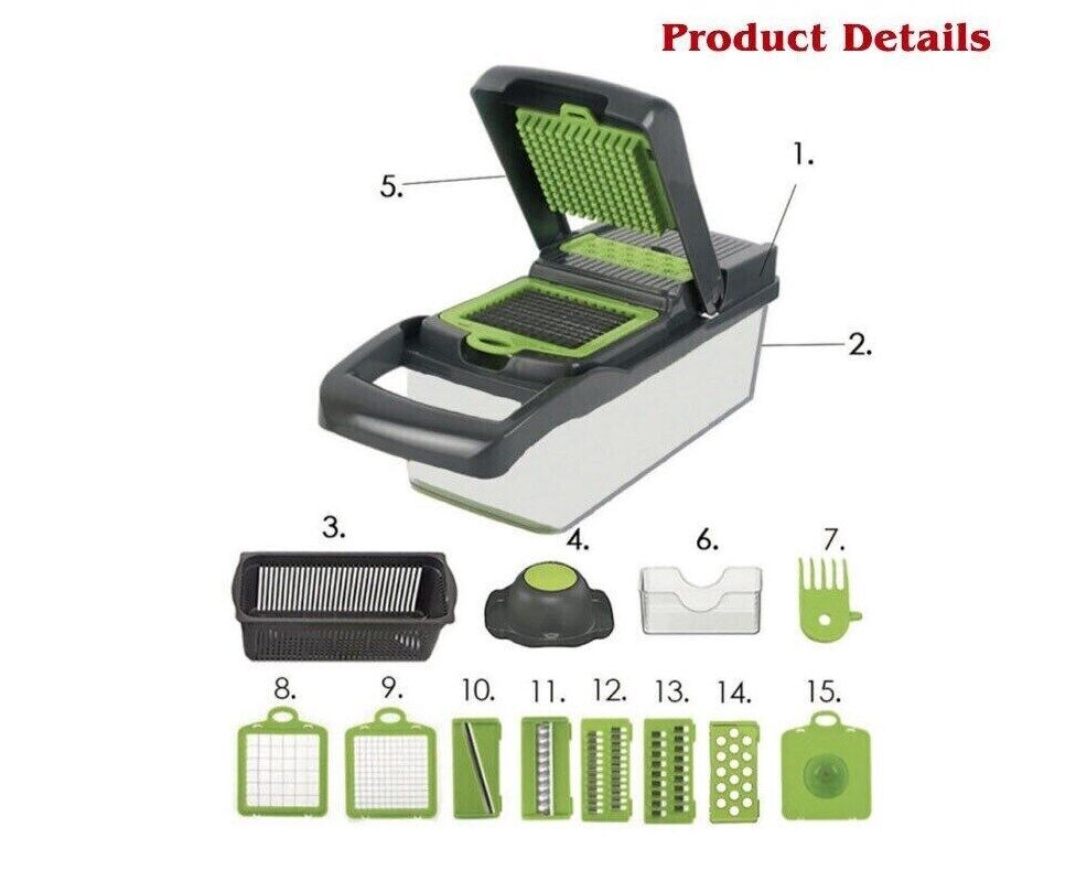 Product details showing all 16 blade styles and included accessories