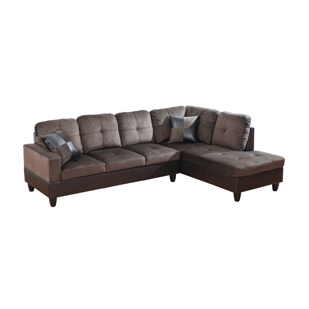 Pickup Only--Dark Brown Flannel And PVC 3-Piece Couch Living Room Sofa Set